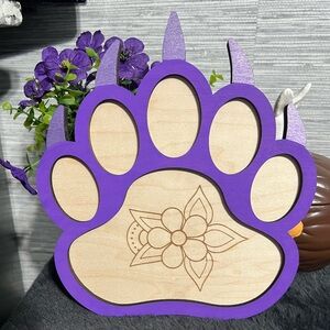 Purple and Natural Wood Bear Paw Print Bead Board! Great Gift!